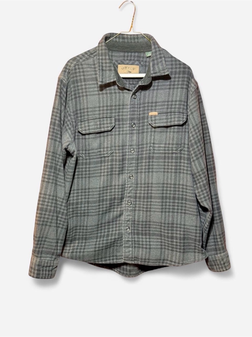 Orvis Green Gray Plaid Lightweight Shirt Jacket